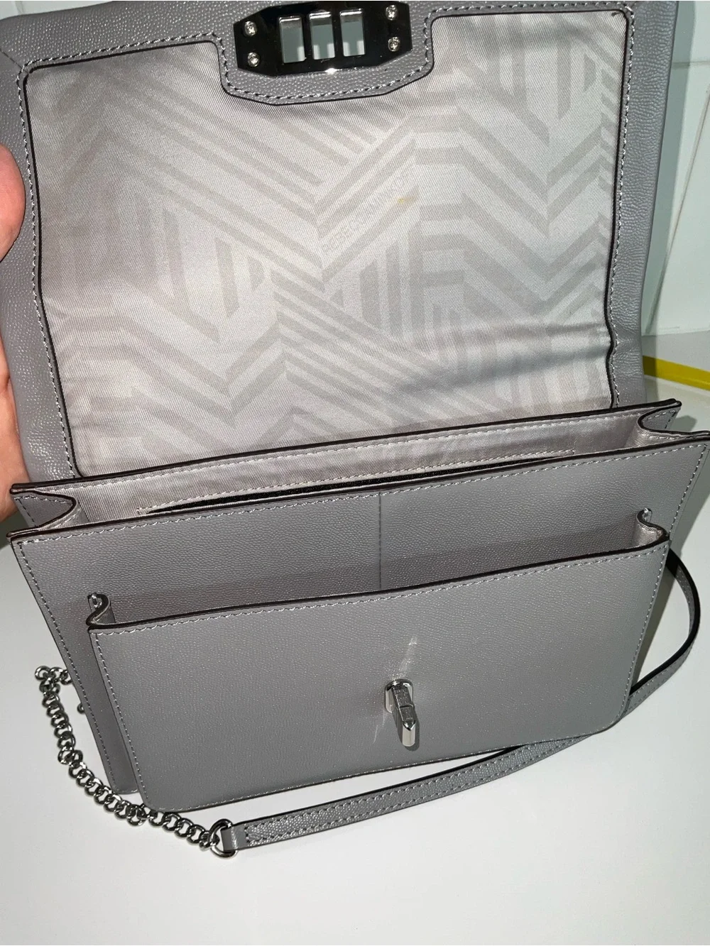 Rebecca Minkoff Quilted Gray Top-Handle Crossbody